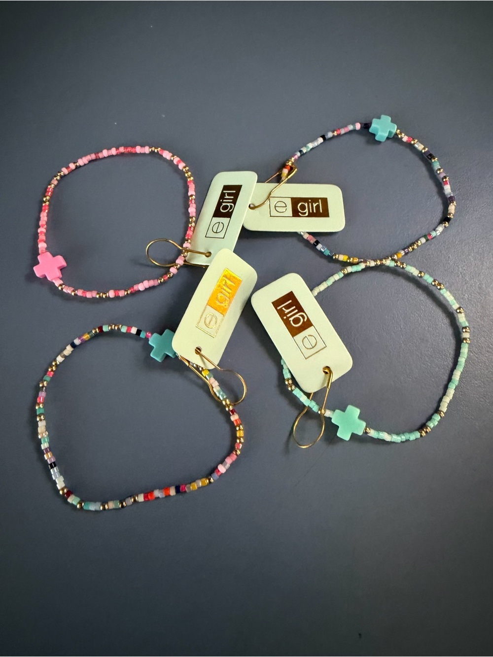 4-PIECE SET…EGIRL by ENEWTON Colorful Beaded Cross Bracelet Set - Multicolor